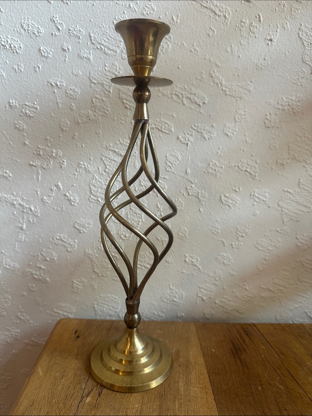 Vintage brass spiral candlestick